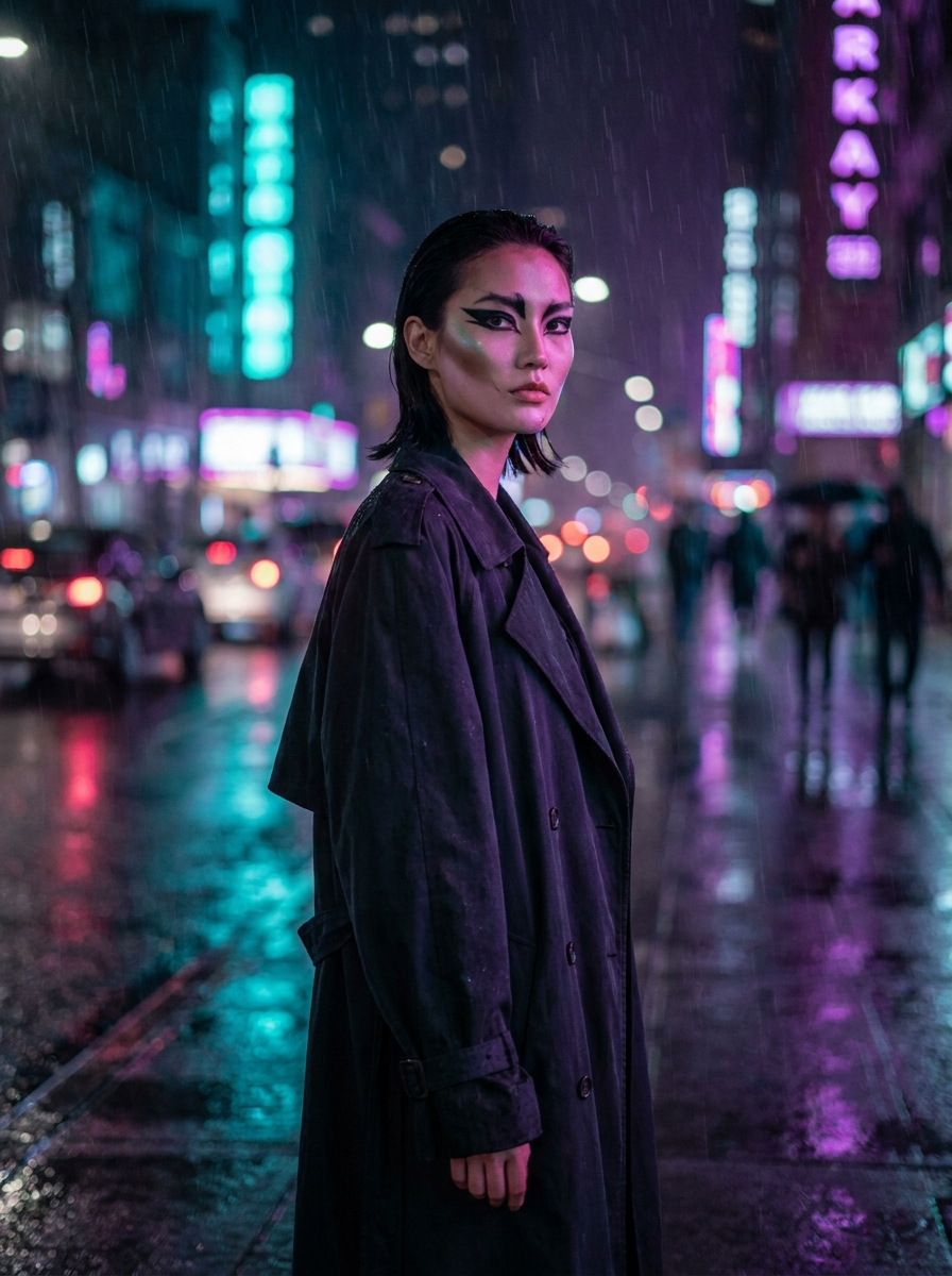 Neon night portrait